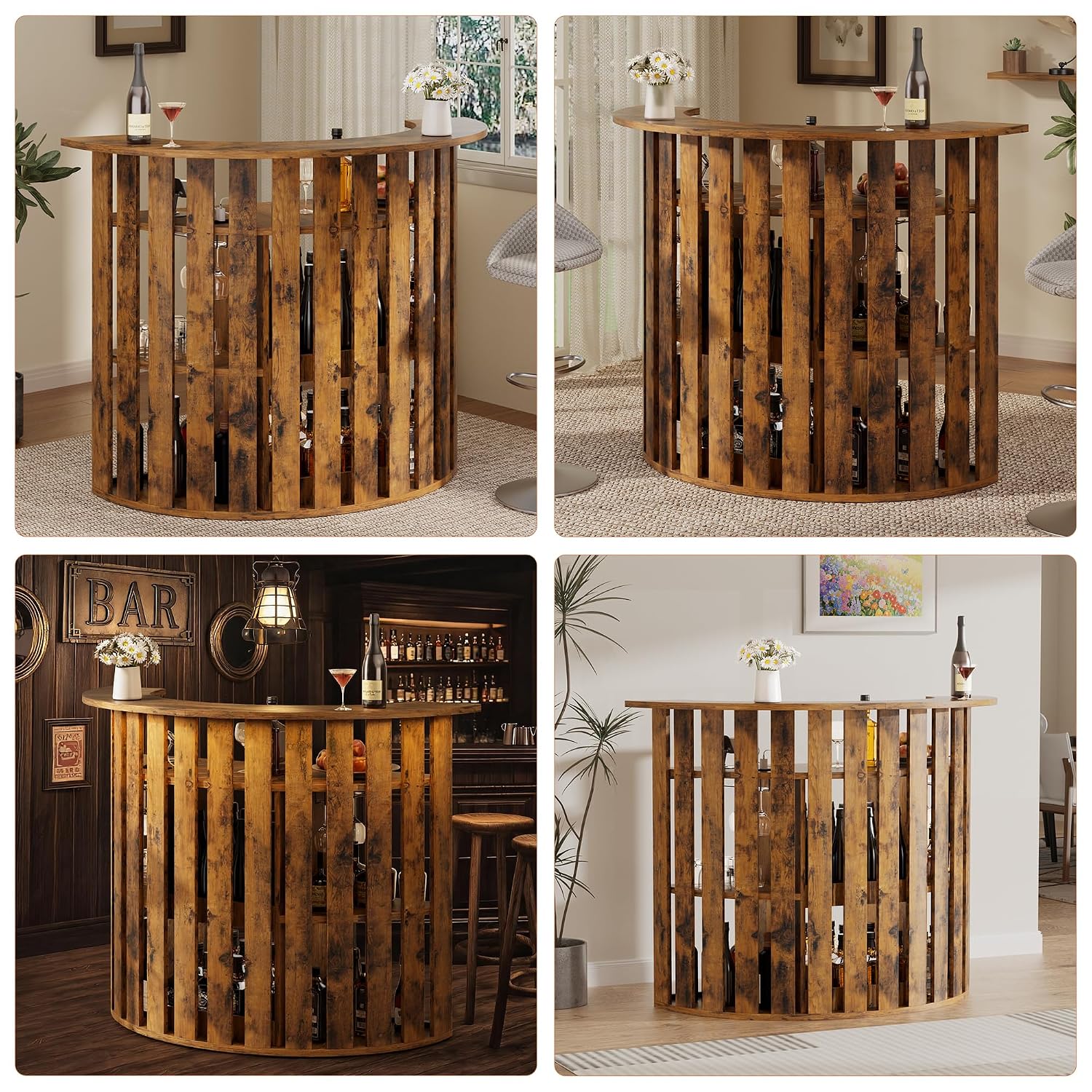 Rustic Wooden Bar Cabinet, 4-T - Home Bar And Fridge recension och pris