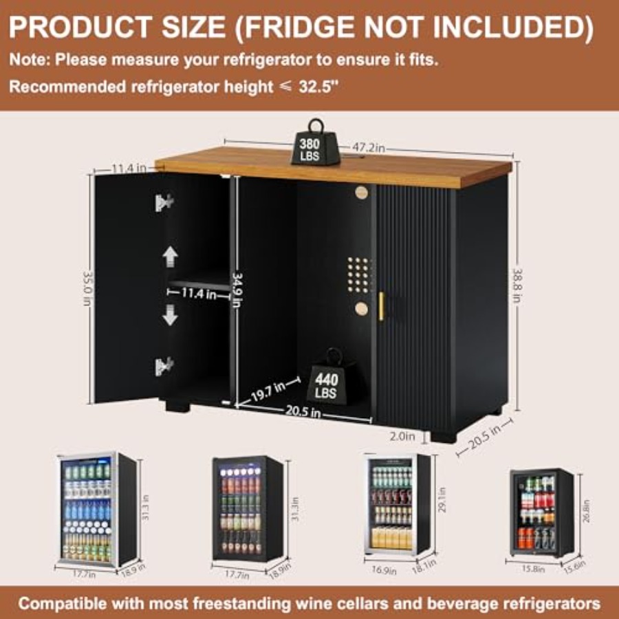 47 Fluted Coffee Bar Cabinet w - Home Bar And Fridge recension och pris