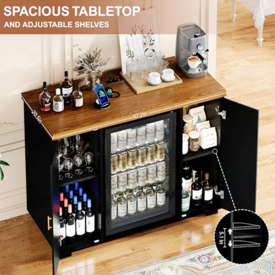 47 Fluted Coffee Bar Cabinet w - Home Bar And Fridge recension och pris
