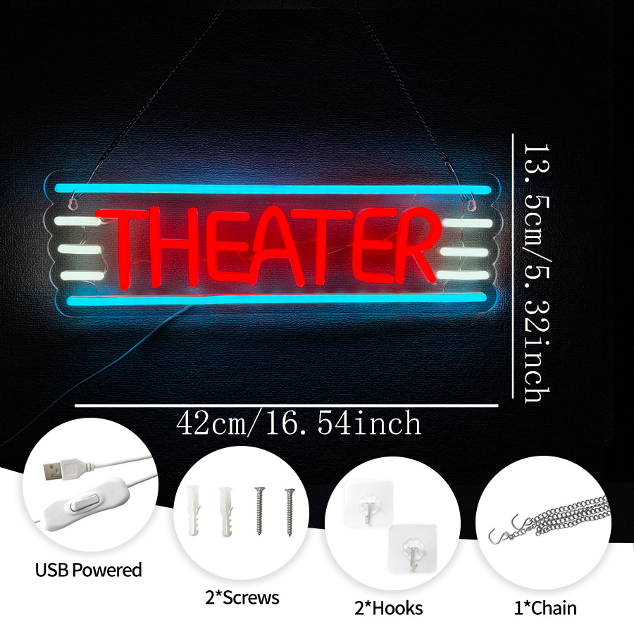 Theater Neon Sign For Wall Dec - Home Bar And Theater recension och pris