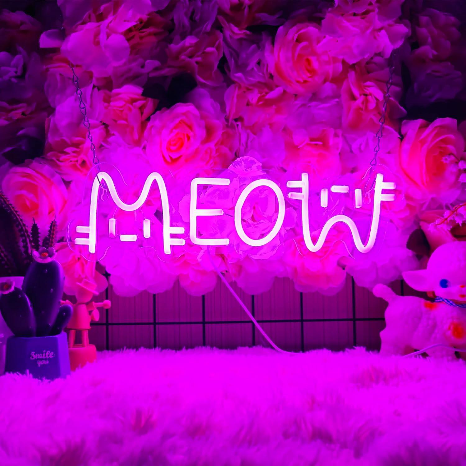 Meow Neon Sign Cat USB Powered - Home Bar Signs recension och pris