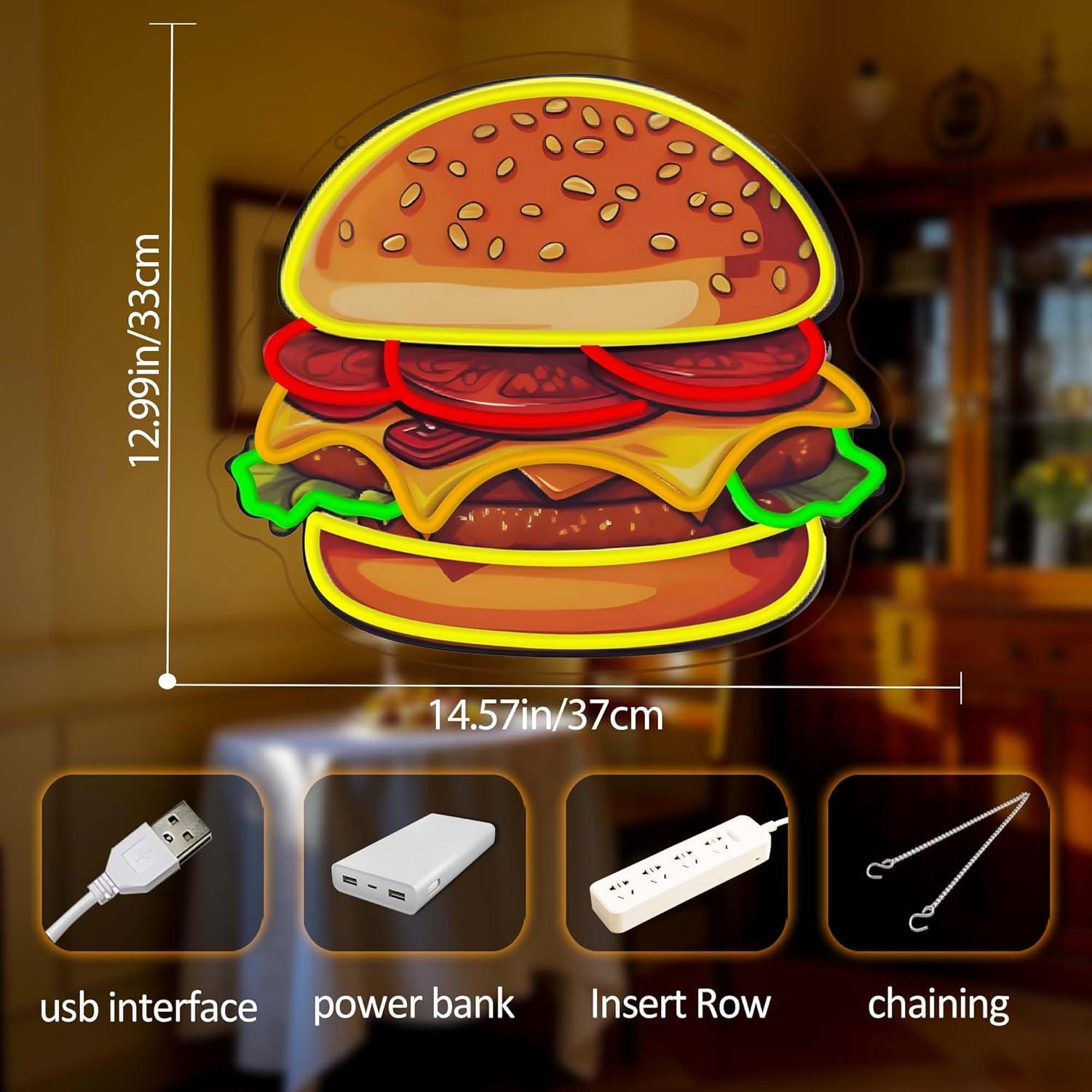 Burger Neon Sign LED Hamburger - Home Bar Signs recension och pris