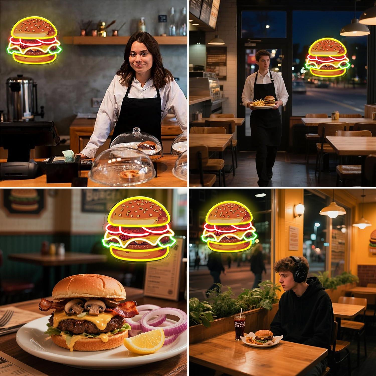 Burger Neon Sign LED Hamburger - Home Bar Signs recension och pris