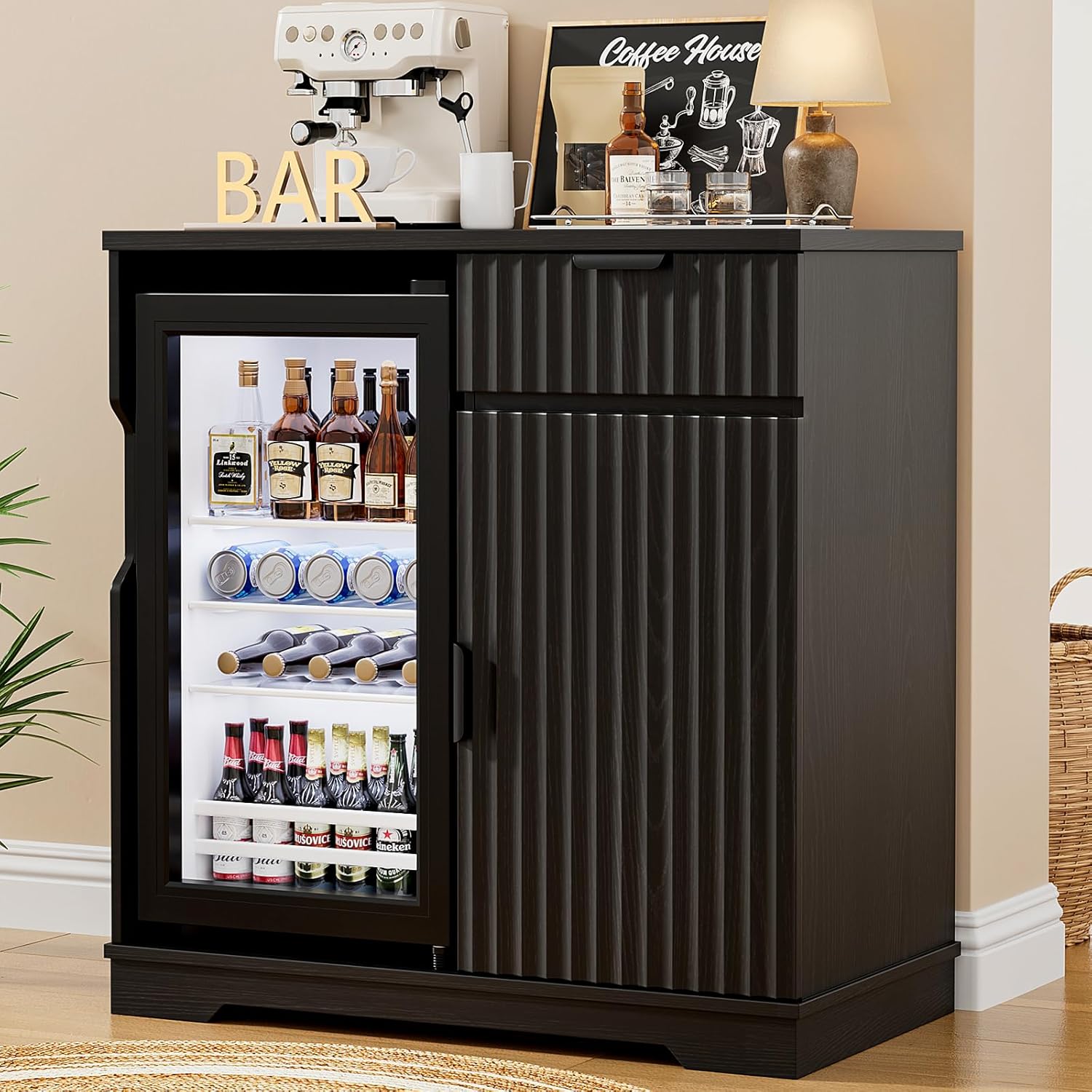 Fluted Mini Fridge Cabinet (Fr - Home Bar And Fridge recension och pris